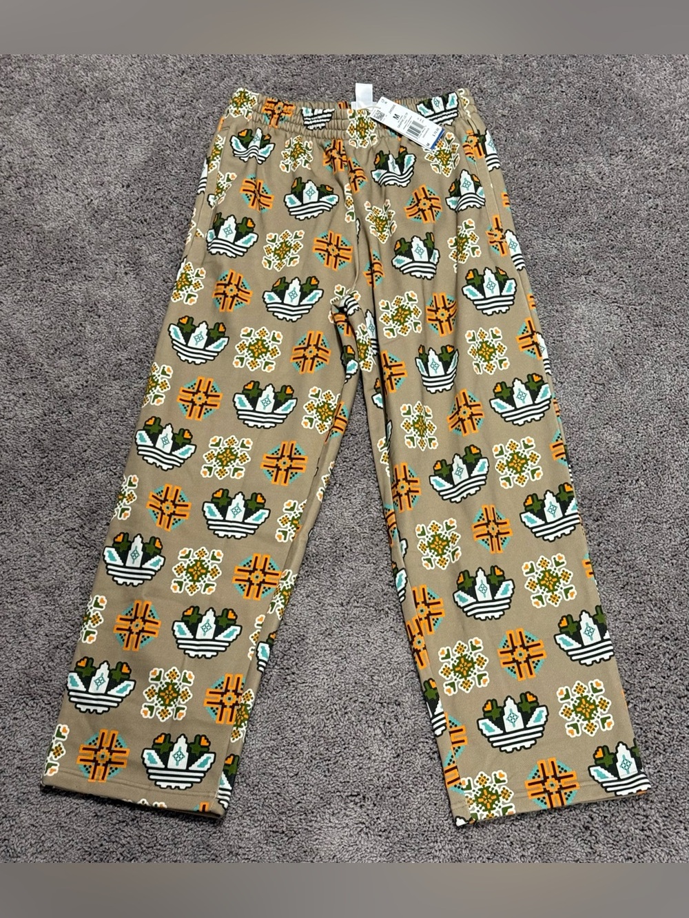 Adidas Tile Allover Print Graphic Loose Sweat Pants JW3505 Mens Size Medium